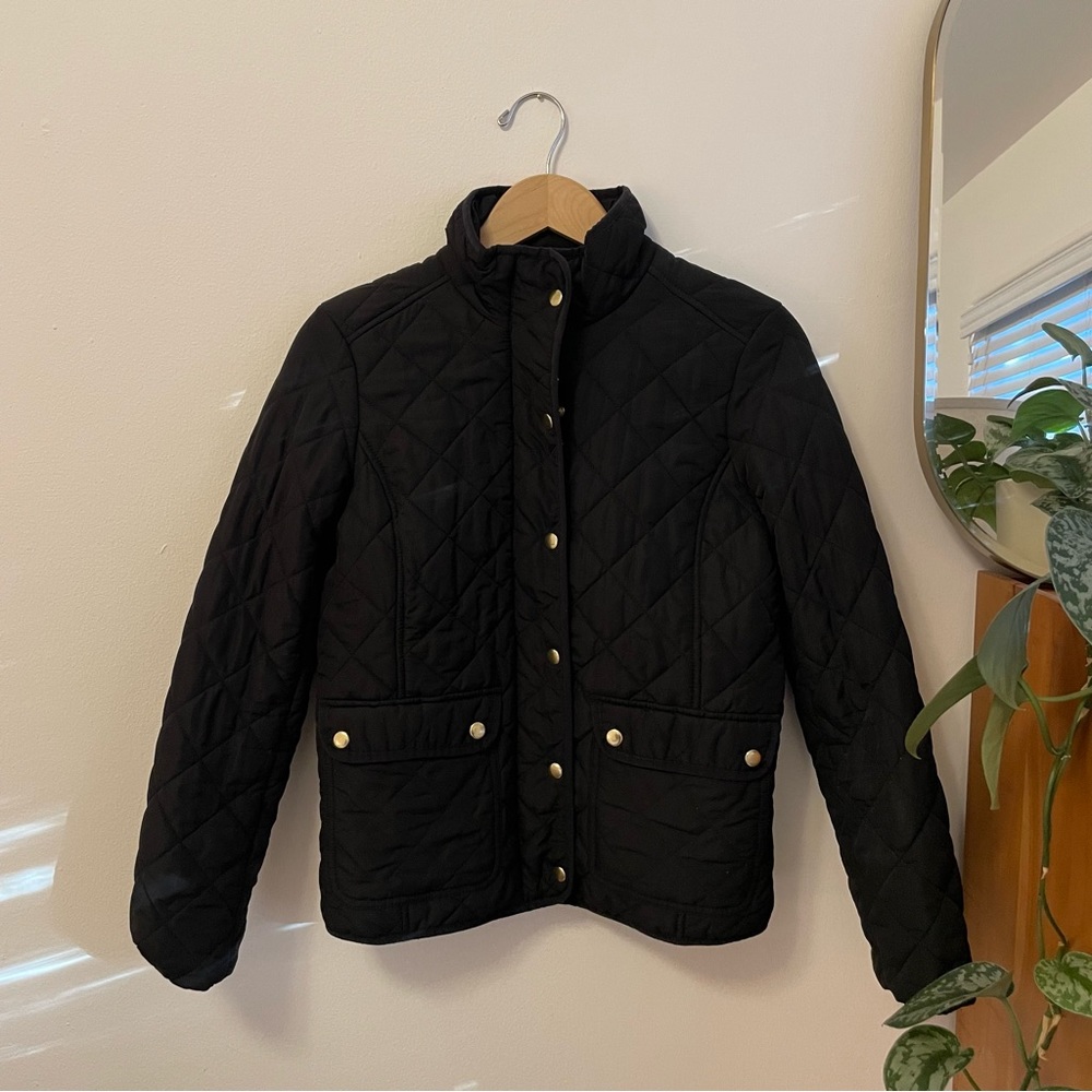 J. Crew Black Quilted Down Jacket